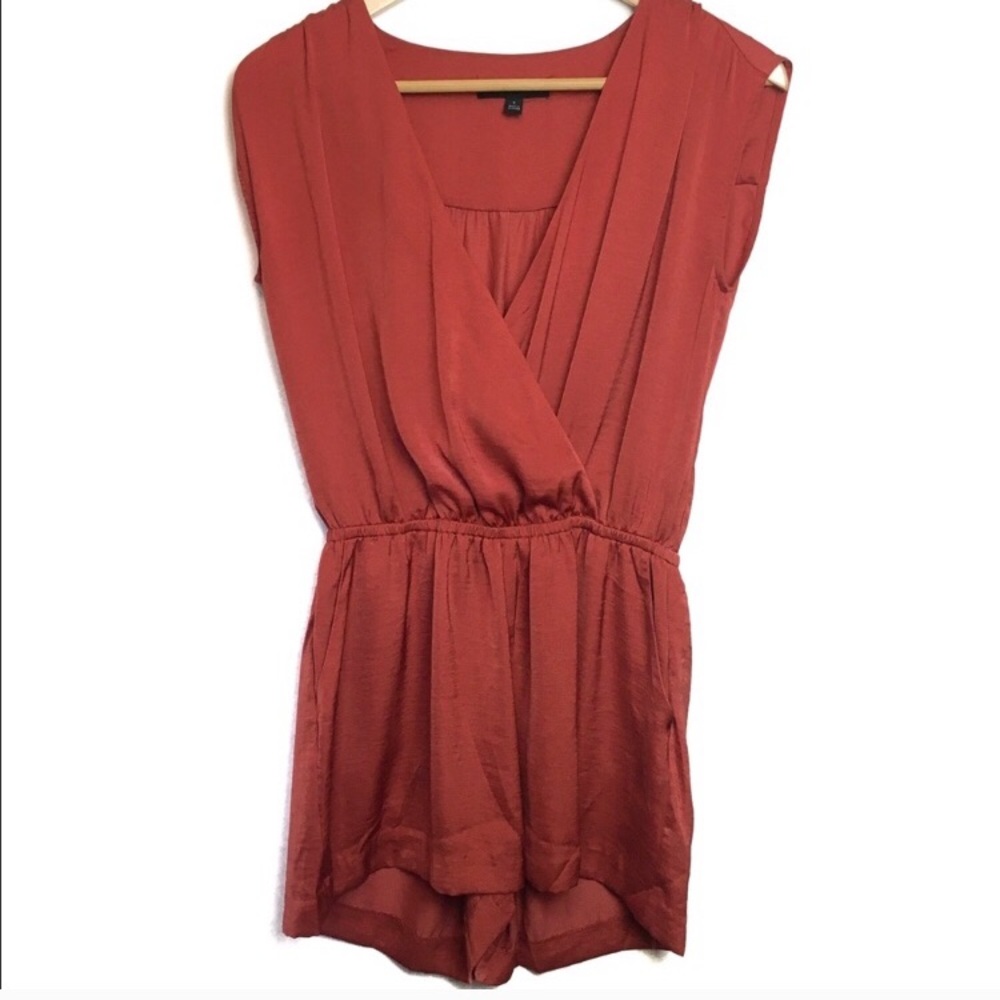 Banana Republic Satin Surplice Burnt Orange Romper
